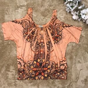 {One World} open shoulder blouse